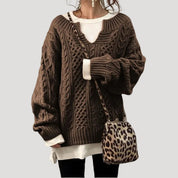 Women chunky cable knit jumper