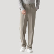 Men’s smart casual trousers elastic waist straight leg