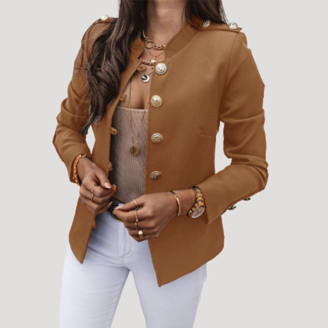 Women’s tailored spring jacket with button fastening
