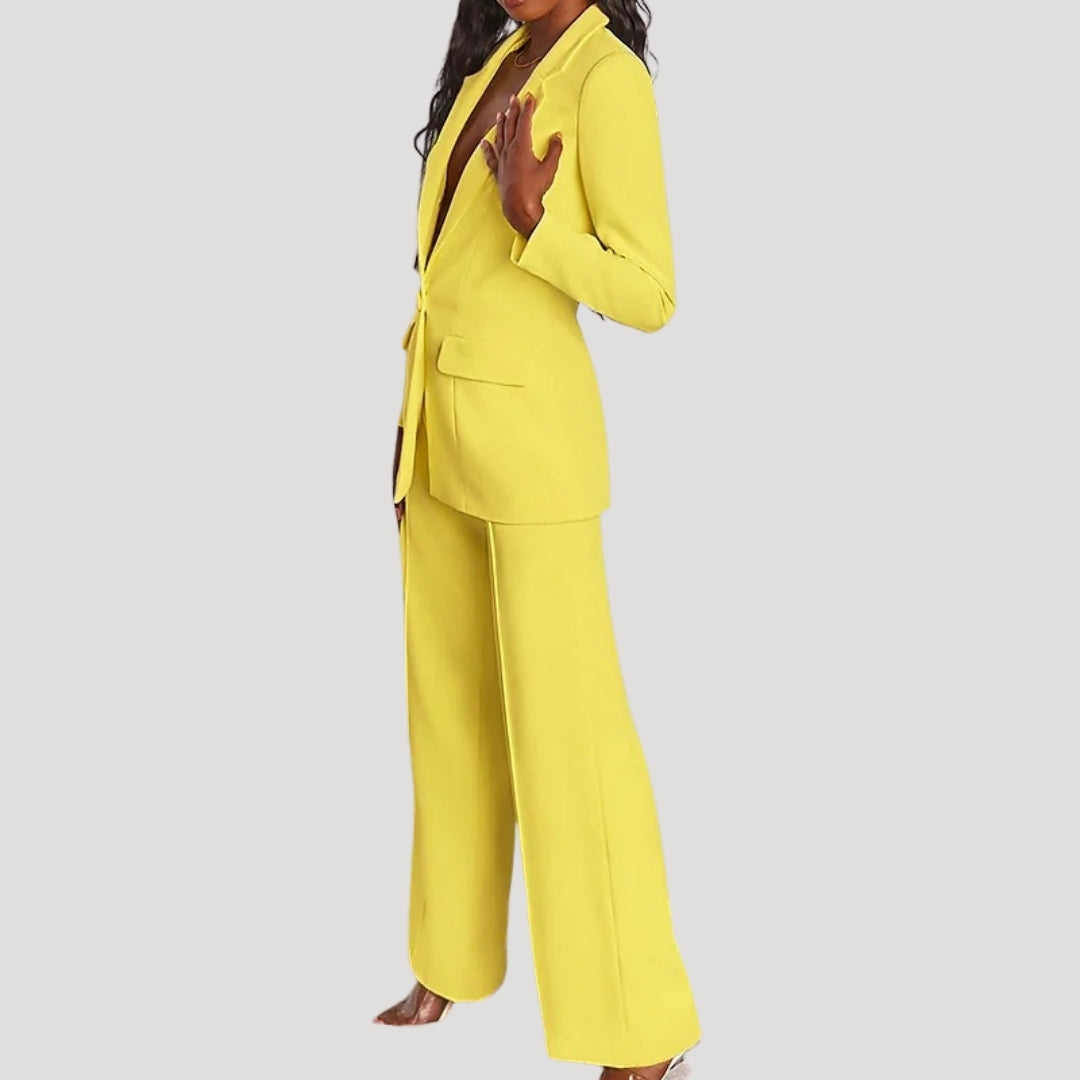 Women's blazer and trousers set wide leg suit co ord