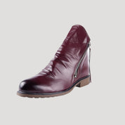 Men's spring leather ankle boots with side zip