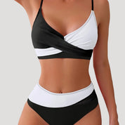 Color block high-waist bikini set