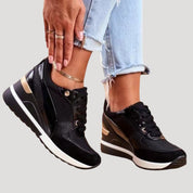 Women’s wedge platform lace up casual trainers