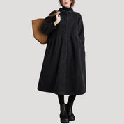 Women’s long button front midi swing coat