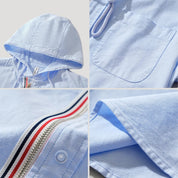 Men’s hooded zip front long sleeve overshirt