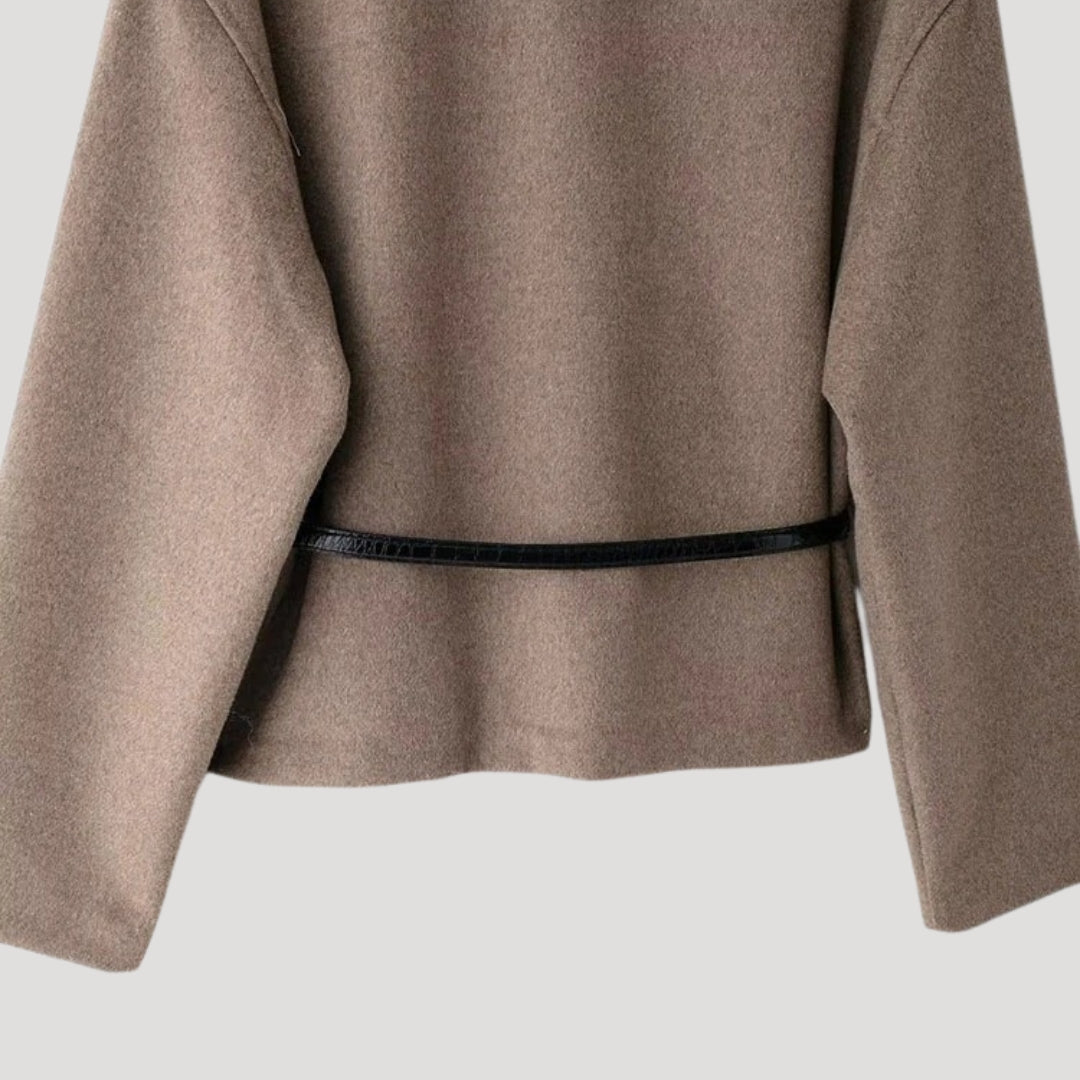 Women wool belted wrap coat