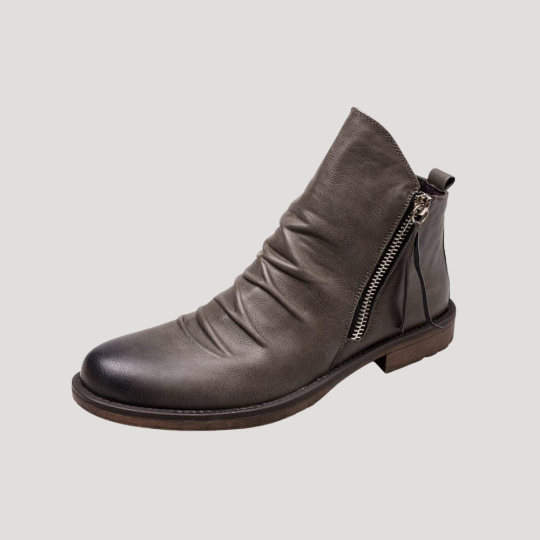 Women’s leather flat winter ankle boots