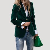 Women’s velvet tailored fitted single button blazer