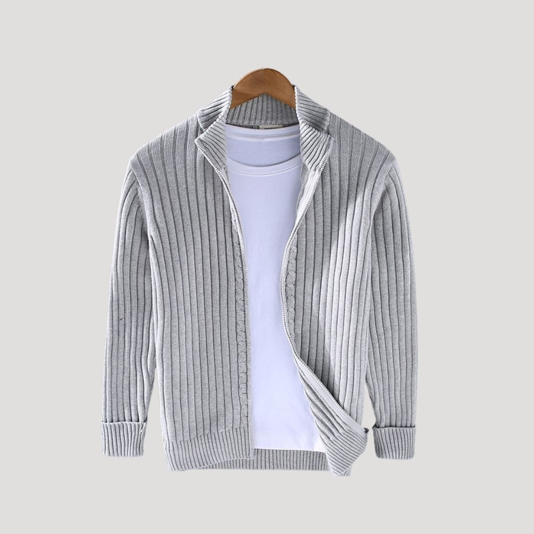 Men’s chunky knit winter zip up cardigan jacket