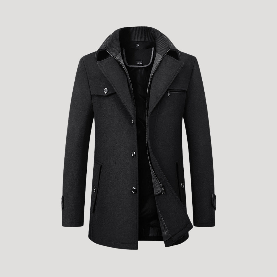 Men’s winter coat – mid length with smart zip front