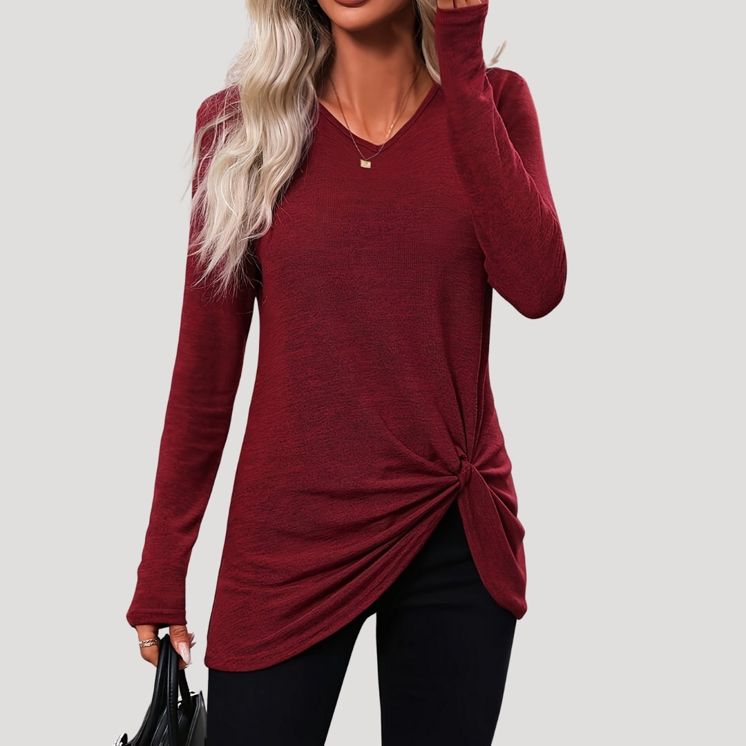 Long sleeve knotted hem tunic