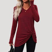 Long sleeve knotted hem tunic