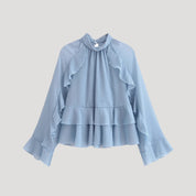 Elegant ruffled chiffon blouse