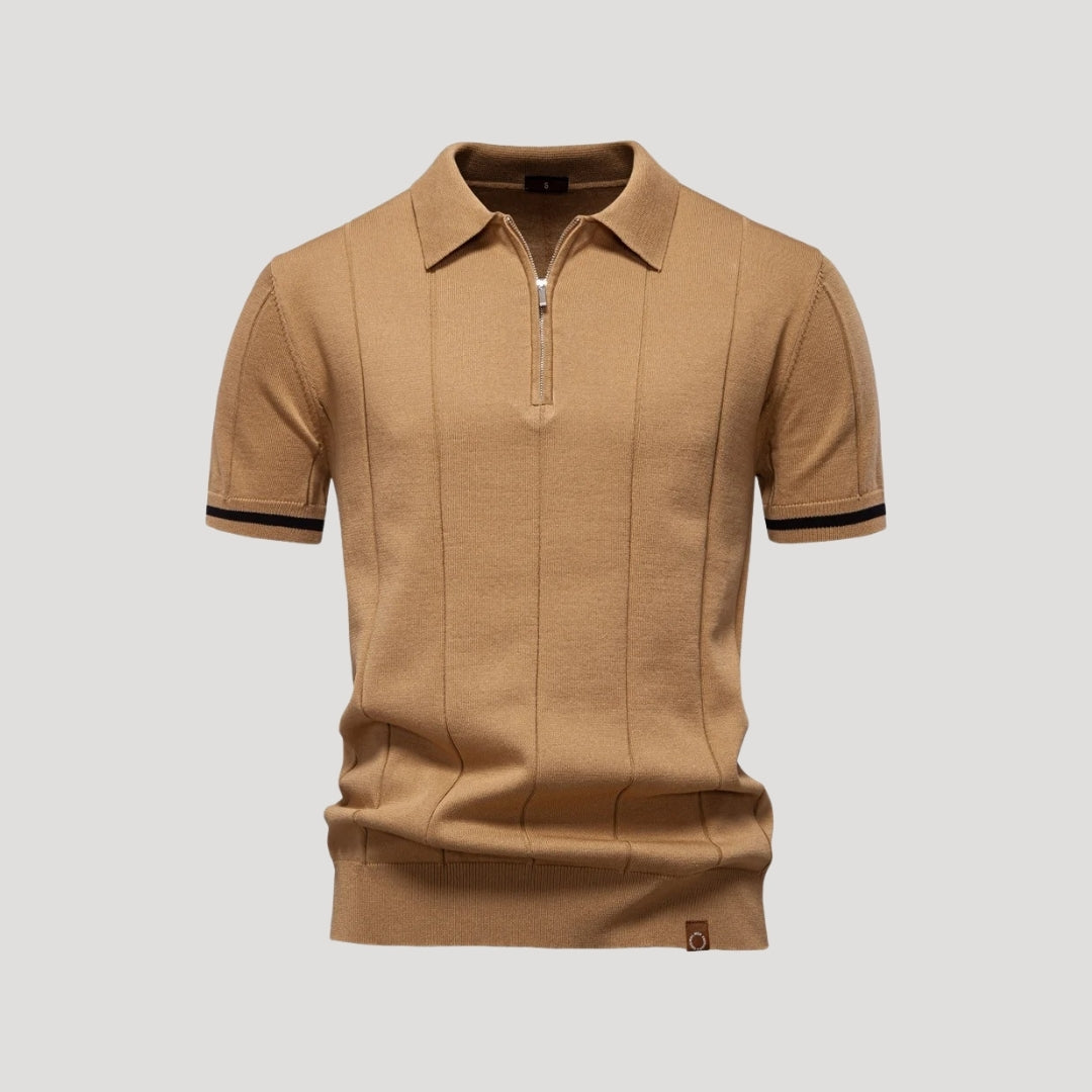 Men's summer knitted short sleeve polo shirt