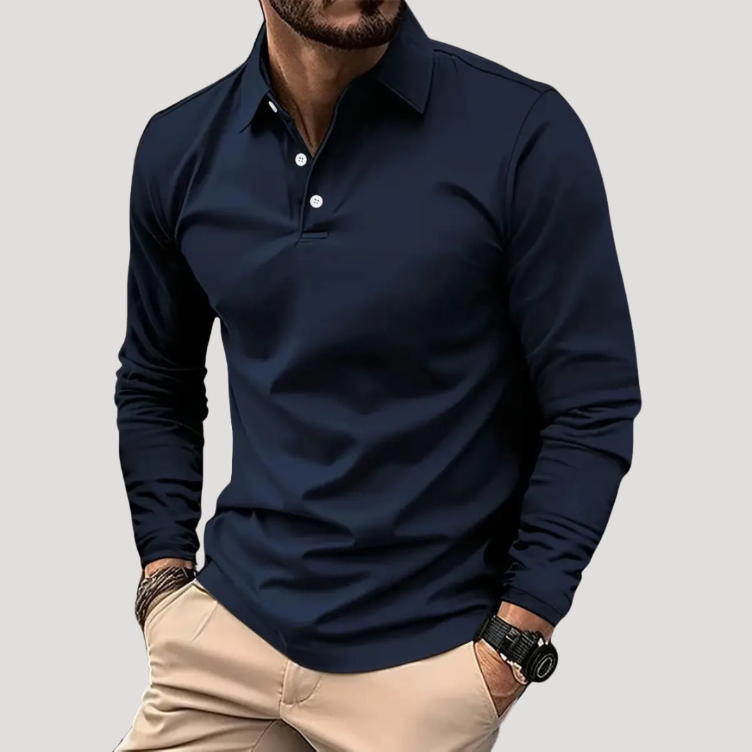 Men’s long sleeve polo shirt smart casual top