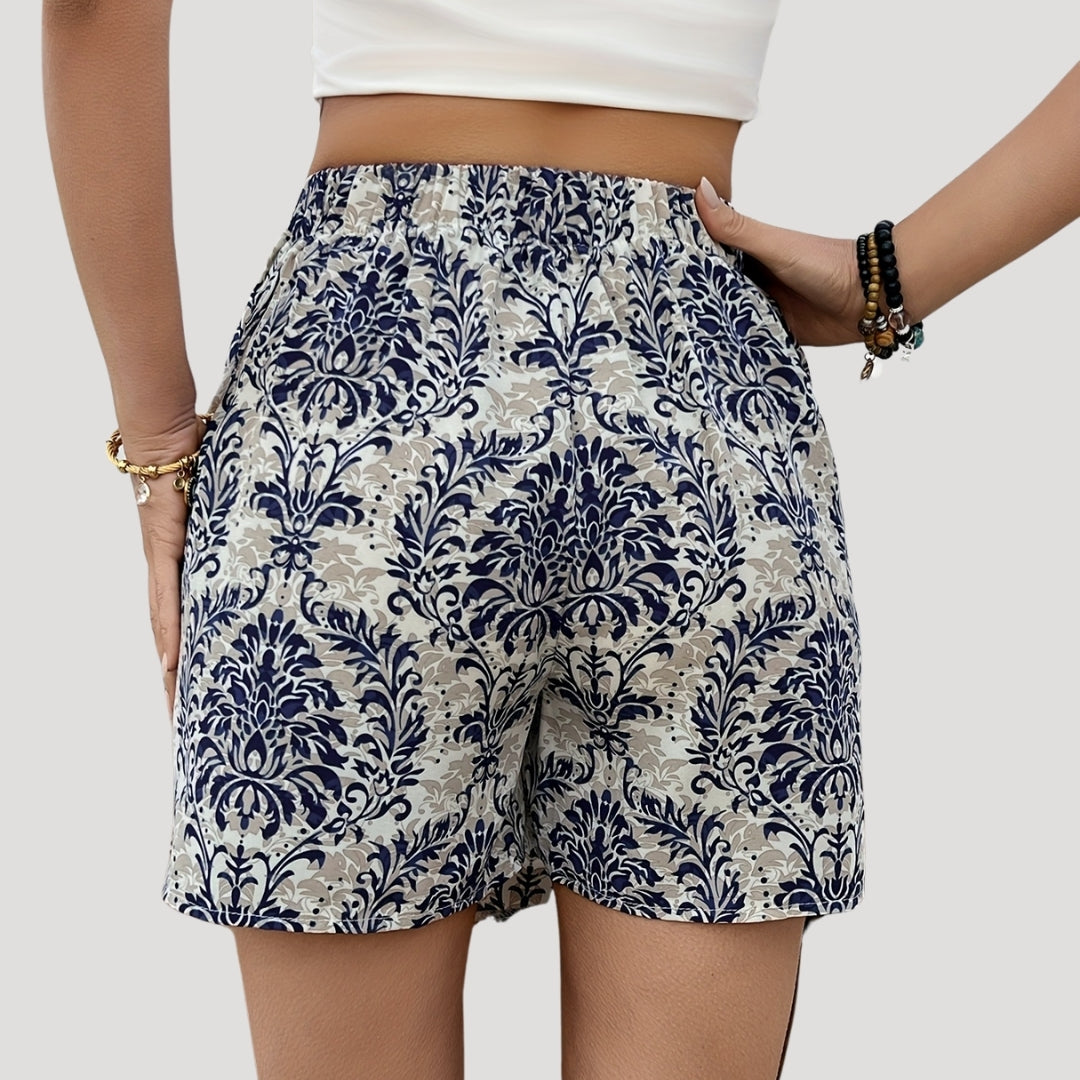 Bohemian print wrap tie shorts