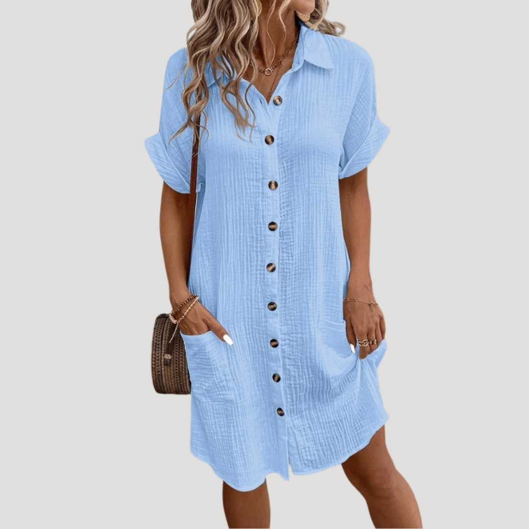 Women’s cotton button midi shirt dress