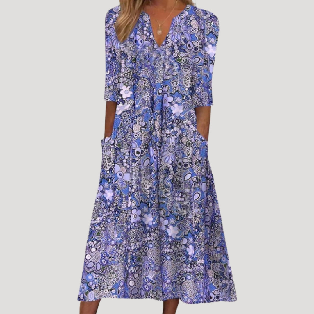 Women’s floral long sleeve midi swing dress