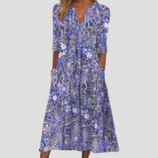 Women’s floral long sleeve midi swing dress