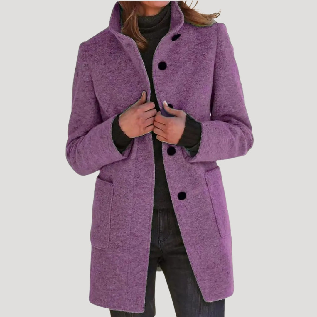 Women tailored wool blend coat