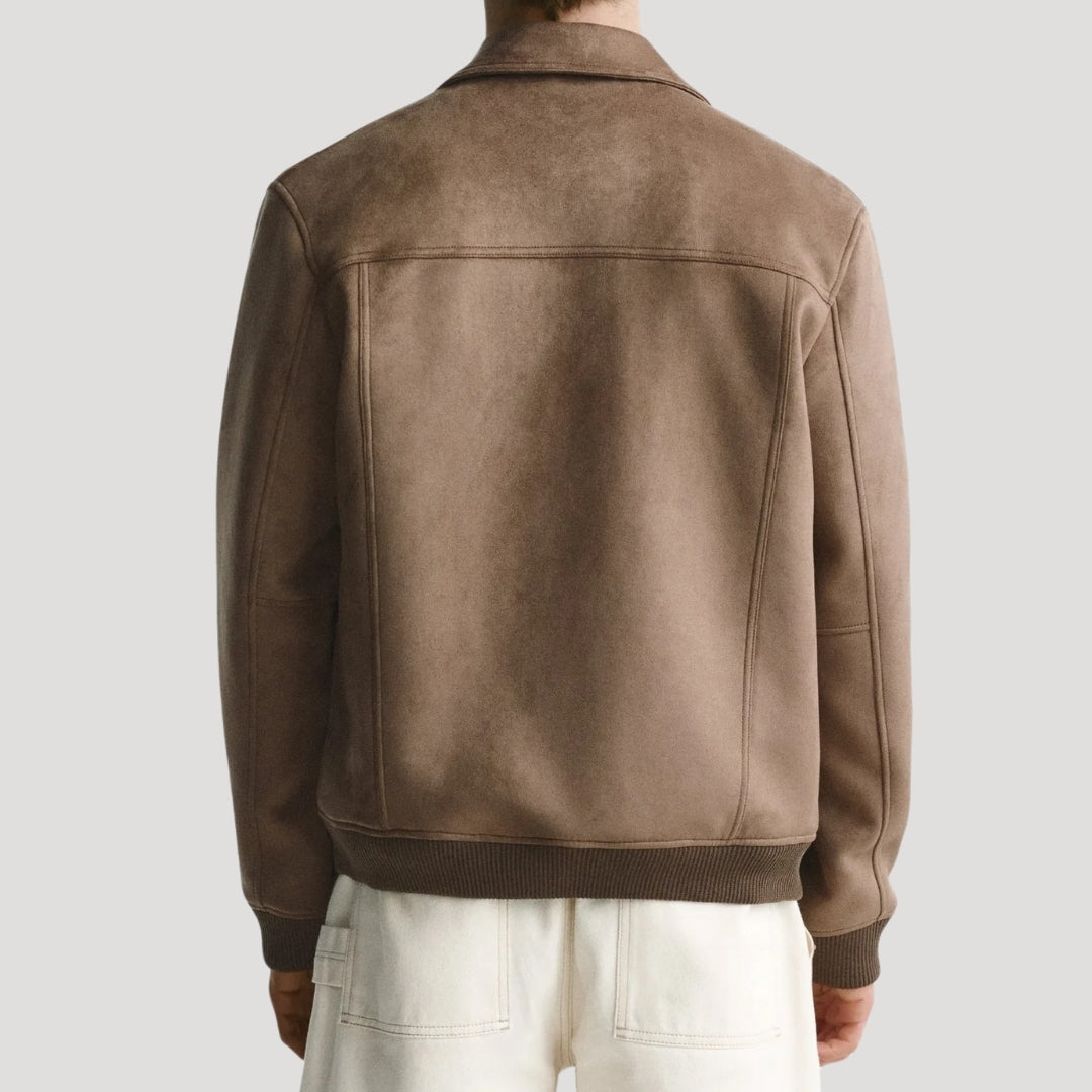 Men’s suede bomber jacket smart casual winter style