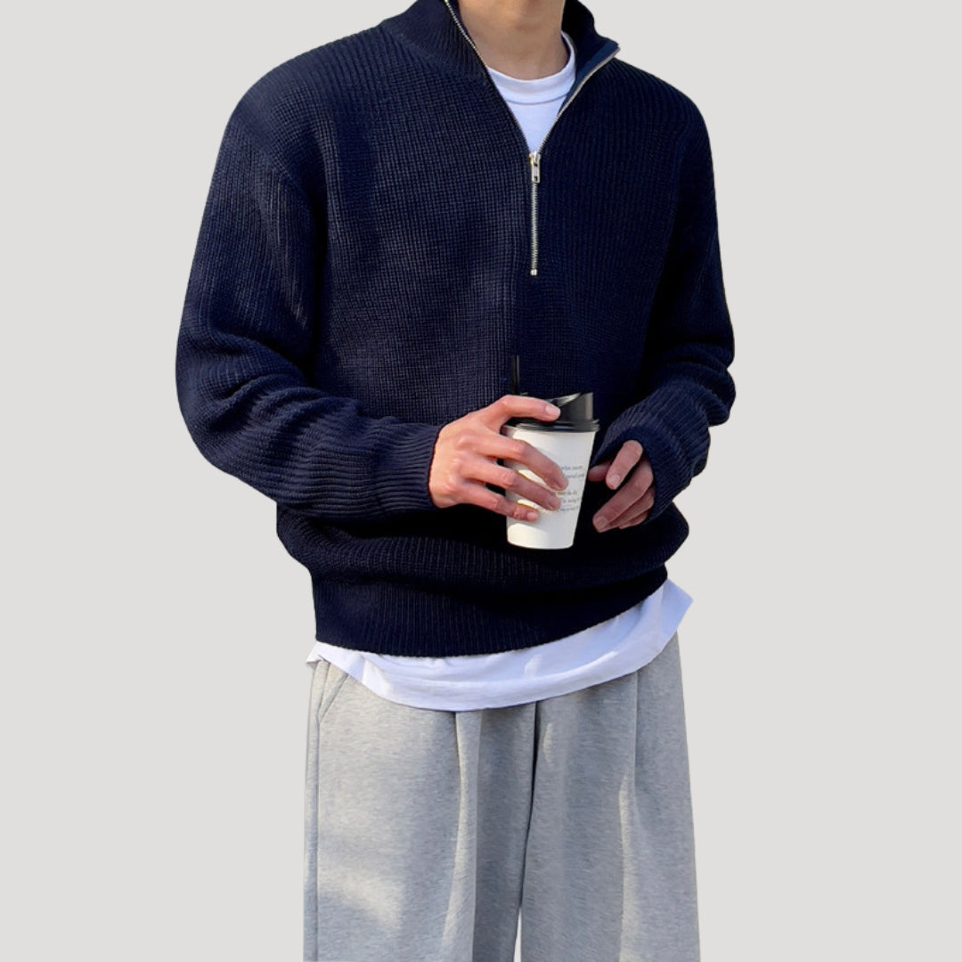 Men’s quarter zip knitted winter jumper