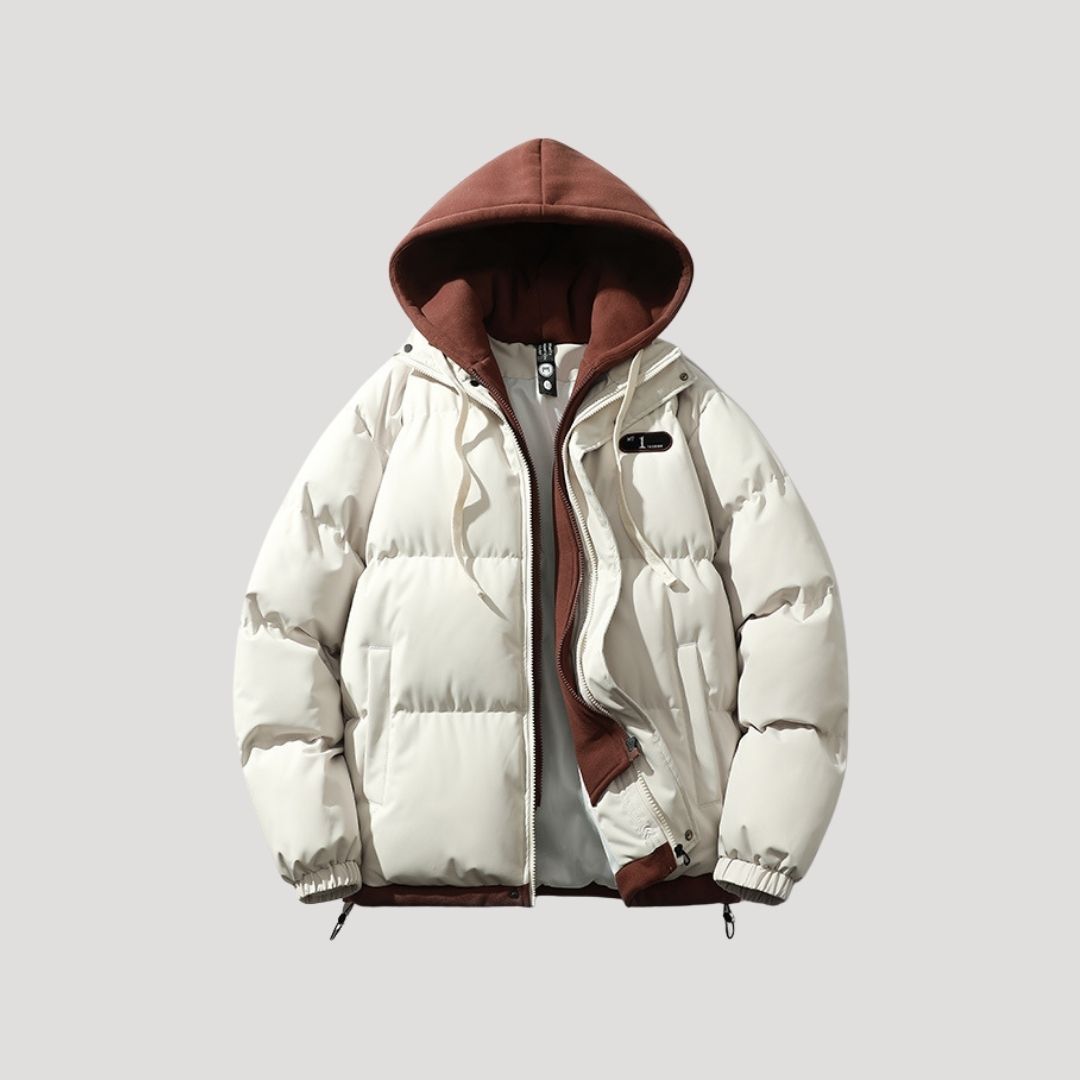 Men’s quilted puffer winter jacket with hood