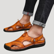 Men’s leather closed toe walking strap sandals