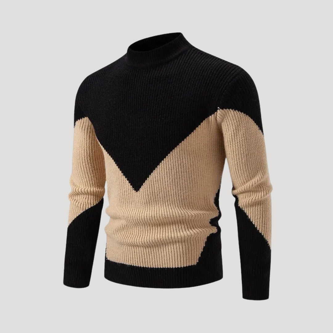 Graphic knit mock-neck sweater