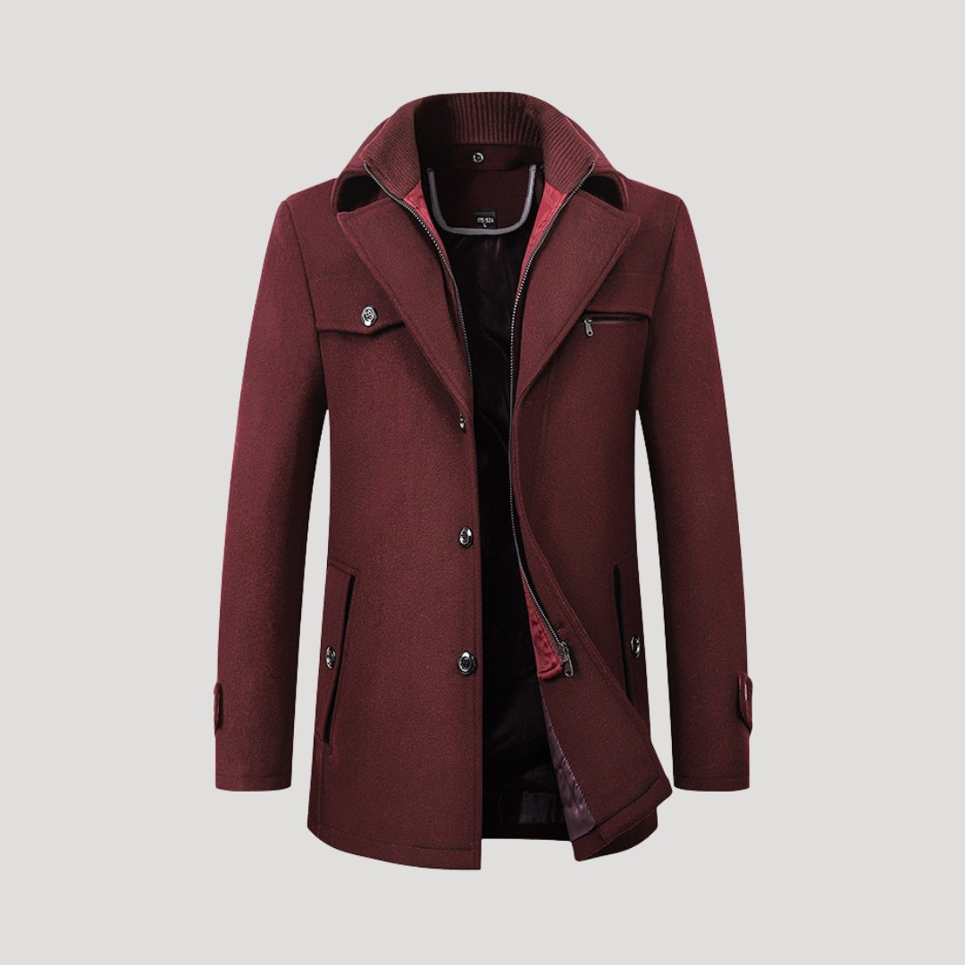 Men’s winter coat – mid length with smart zip front