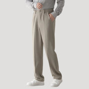 Men’s smart casual trousers elastic waist straight leg