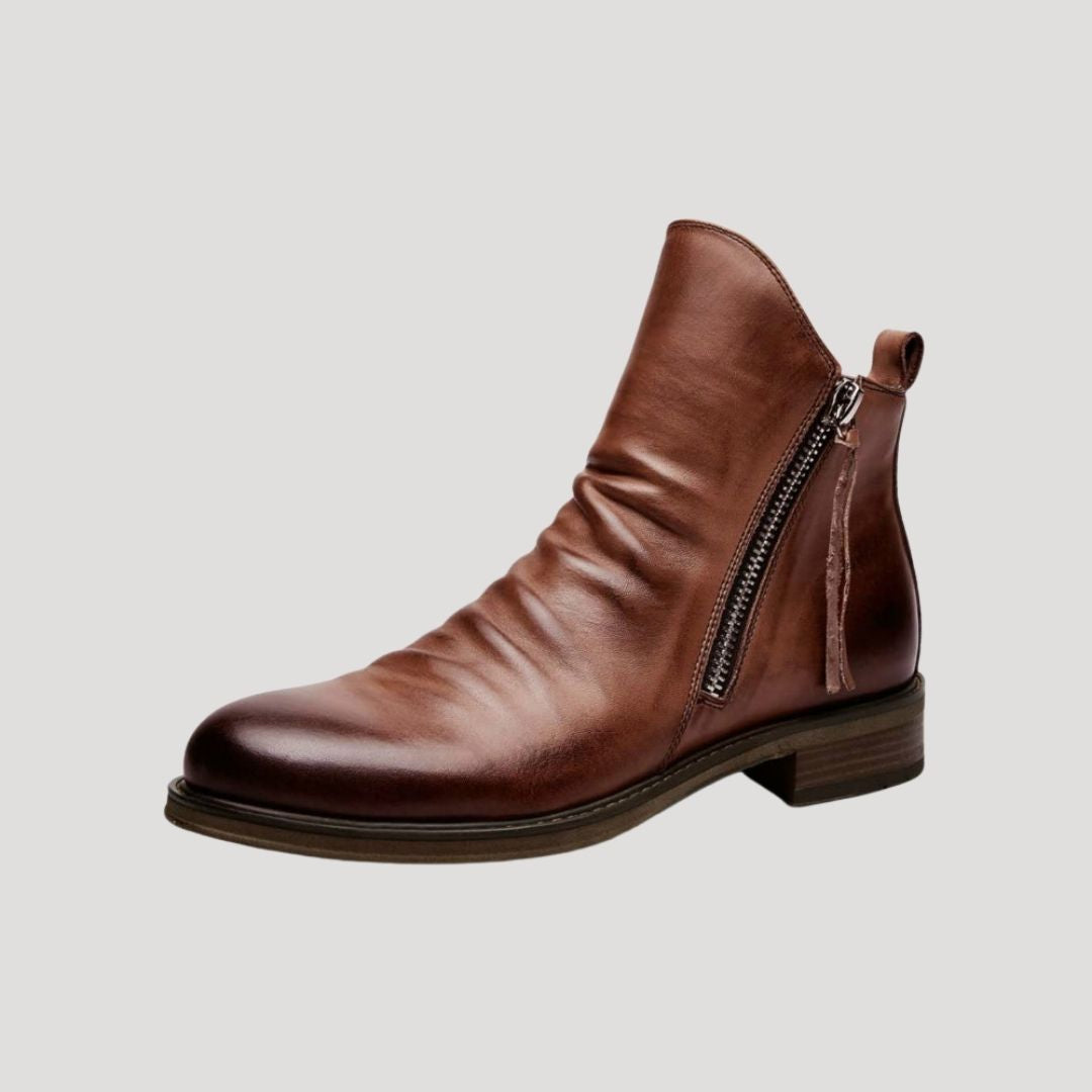 Women’s leather flat winter ankle boots