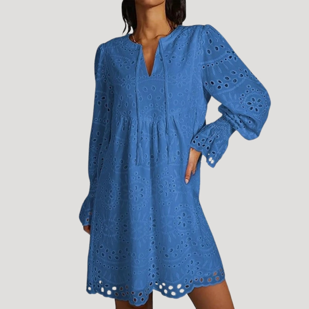 Broderie anglaise long sleeve dress