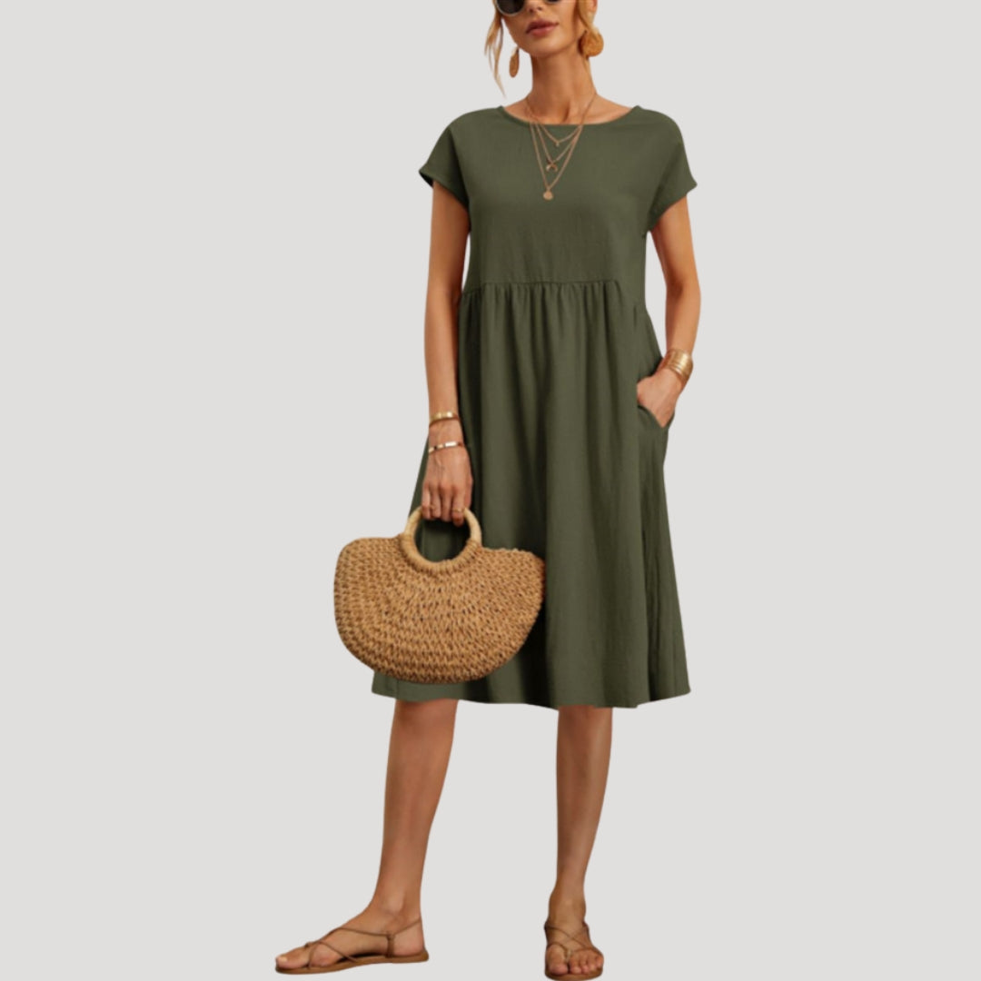 Women’s short sleeve knee length midi dress