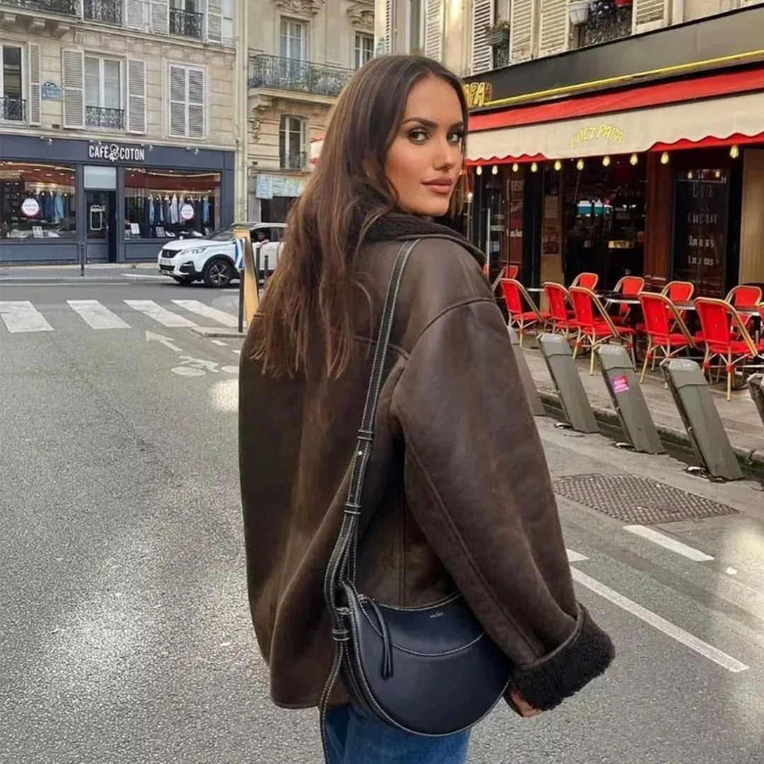 Women shearling oversized jacket