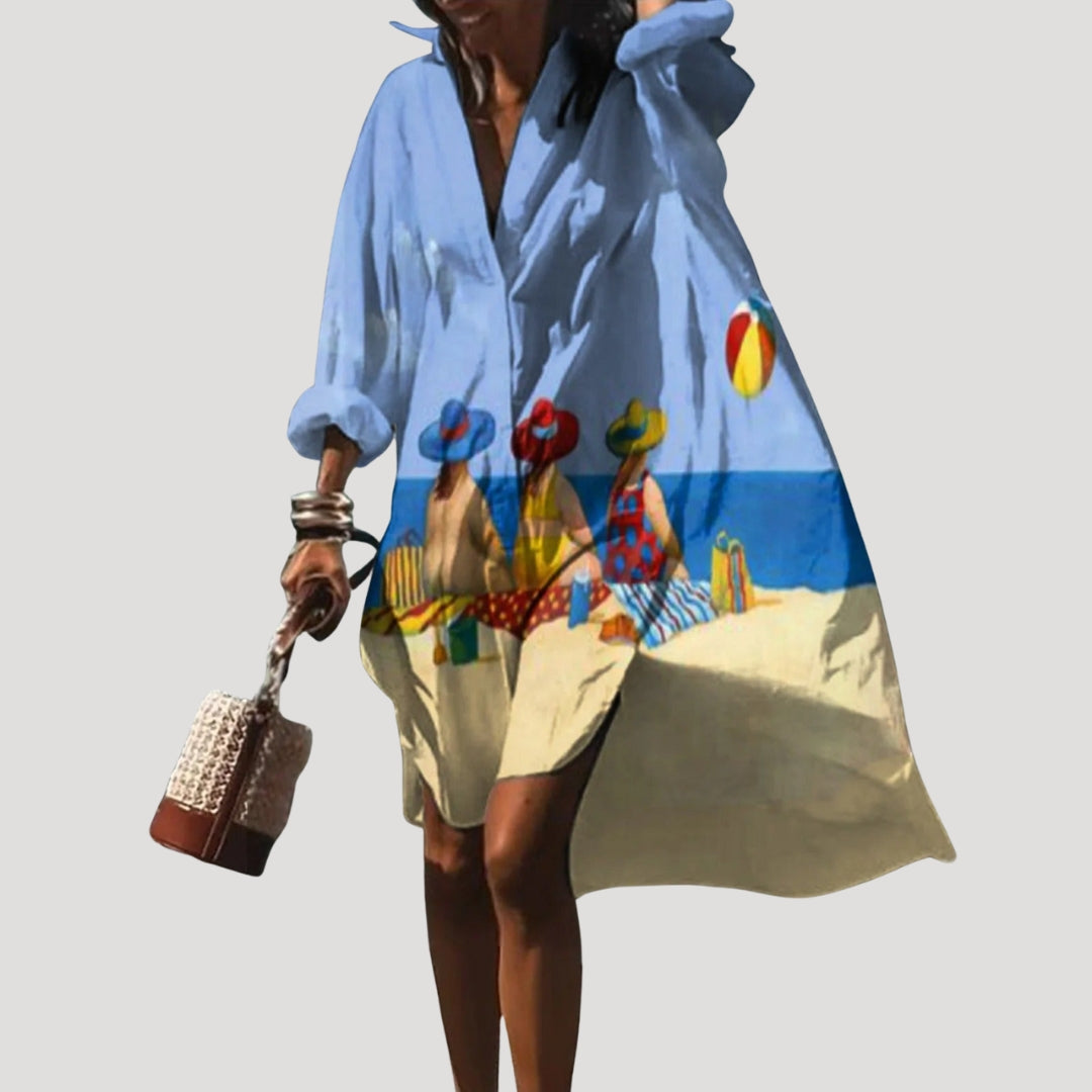 Women’s oversized long sleeve midi shirt dress