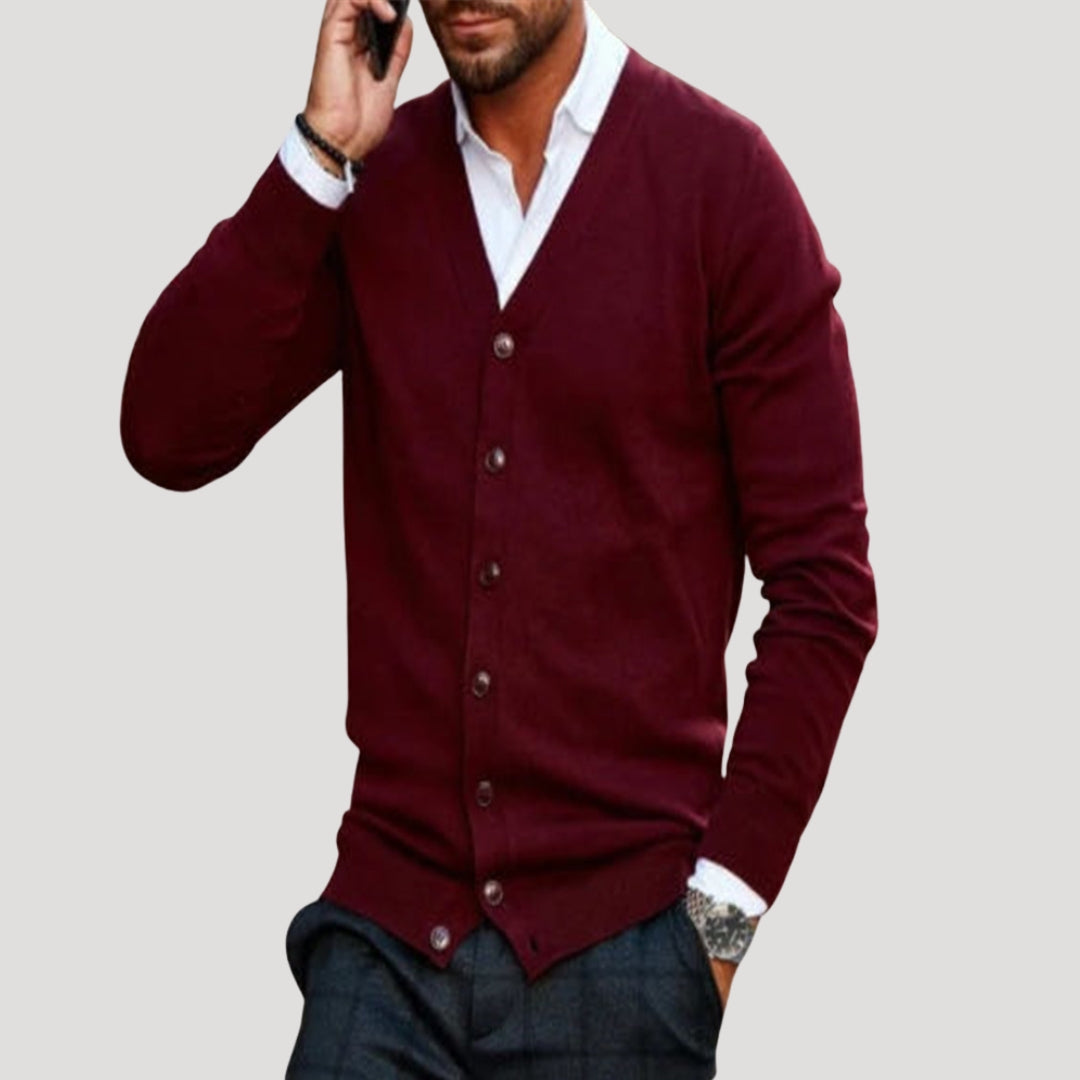 Men’s lightweight v neck button knit cardigan