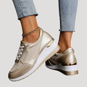 Women’s platform wedge trainers lace up casual sneakers