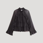 Elegant ruffled chiffon blouse