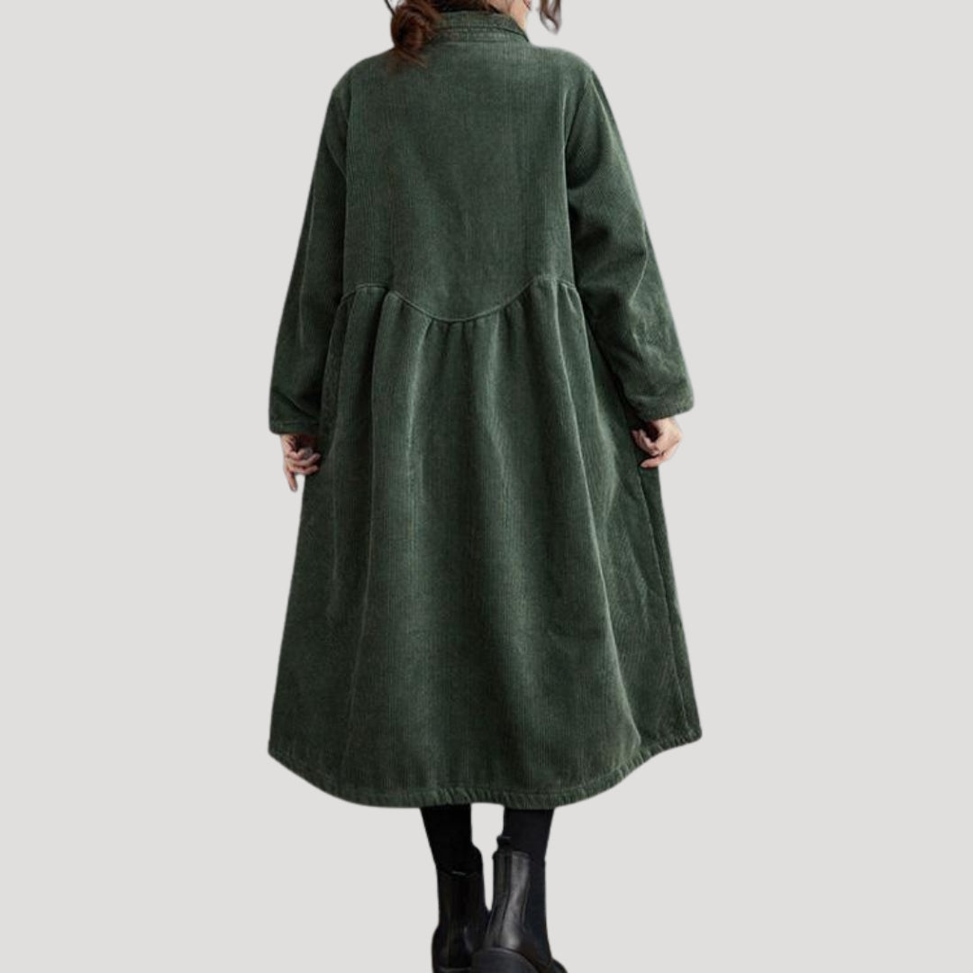 Women’s long button front midi swing coat