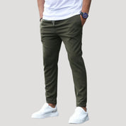 Men’s slim fit elastic waist casual chino trousers
