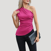 Elegant one-shoulder ruched top