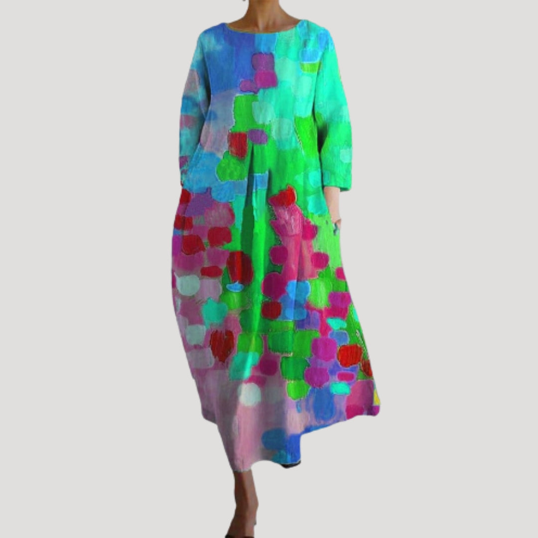 Women’s printed three quarter sleeve maxi dress
