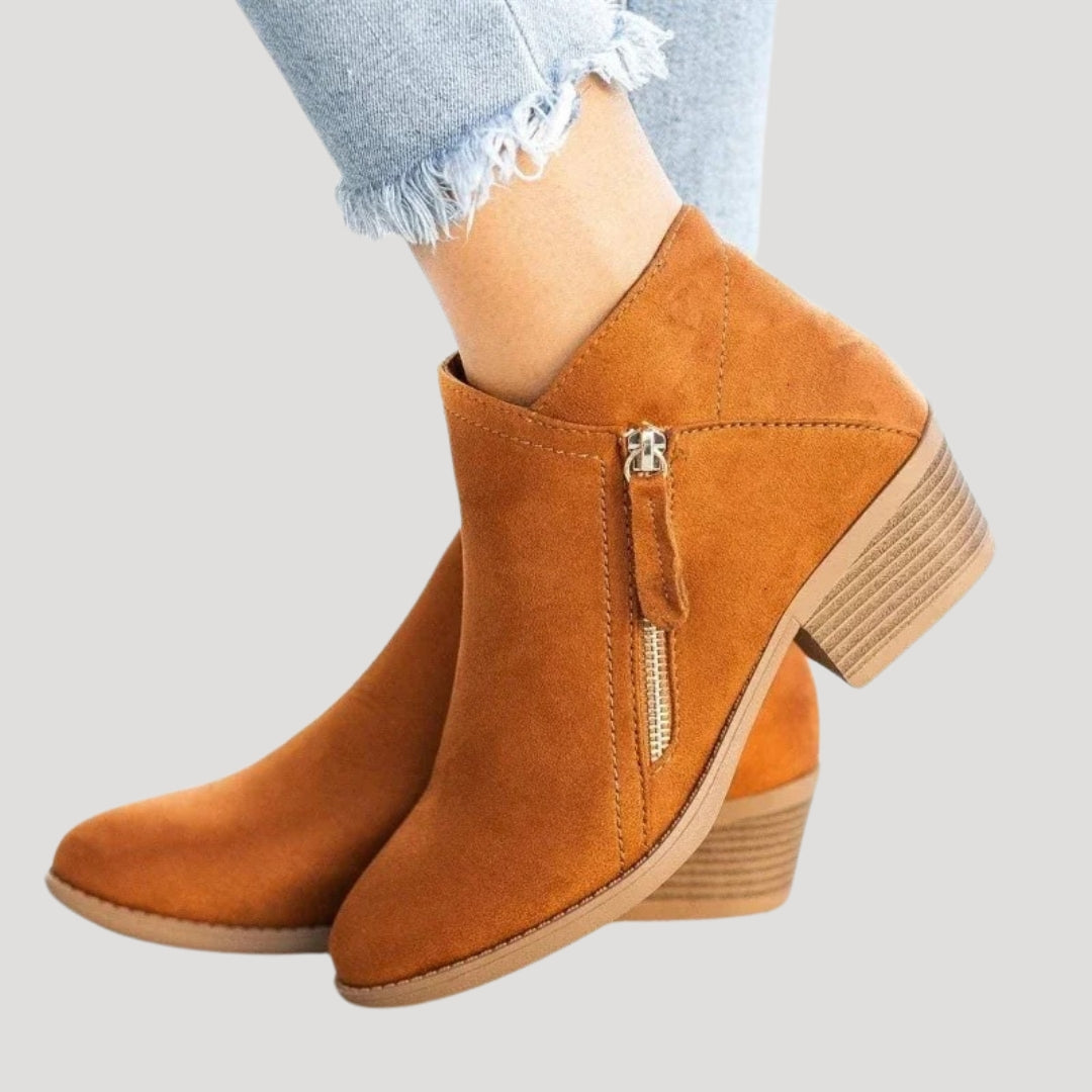 Women suede block heel boots