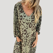 Women’s leopard print summer v neck maxi dress