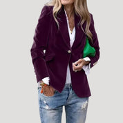 Women’s velvet tailored fitted single button blazer