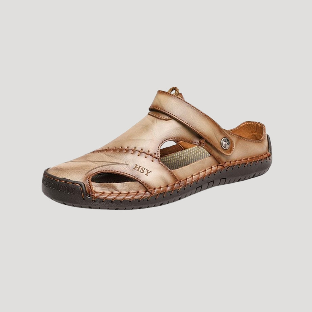 Men’s leather closed toe walking strap sandals