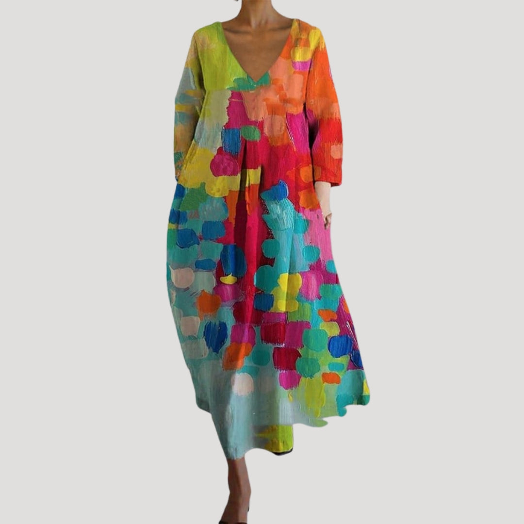 Women’s printed three quarter sleeve maxi dress