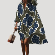 Women’s long sleeve printed midi shirt dress