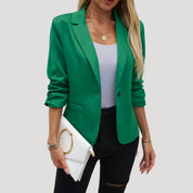 Single-button ruched sleeve blazer